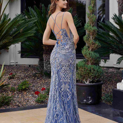 Nox Anabel C1834 Fitted Beaded Embellishments Peaked Neckline Prom Gown