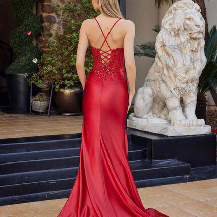 Nox Anabel C1841 Glitter Dusted Satin Sequined Embellishment Prom Gown
