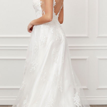 Nox Anabel C461 A-Line V-Neck Side Cutout Lace Strap Ball Gown