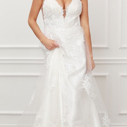 Nox Anabel C461 A-Line V-Neck Side Cutout Lace Strap Ball Gown