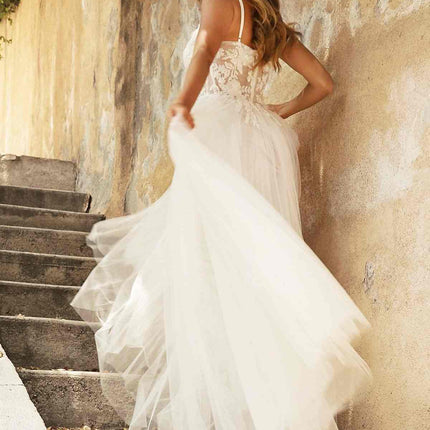 Cinderella Divine CB072W Layered A-Line Tulle Bridal Gown Embroidered Bodice