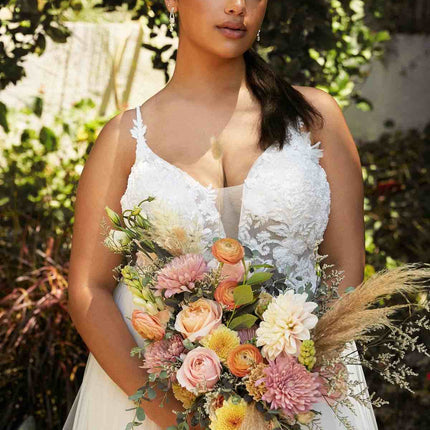 Cinderella Divine CB072W Layered A-Line Tulle Bridal Gown Embroidered Bodice