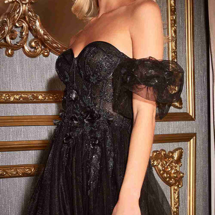 Cinderella Divine CB080 Long Strapless Tulle Floral Ball Gown