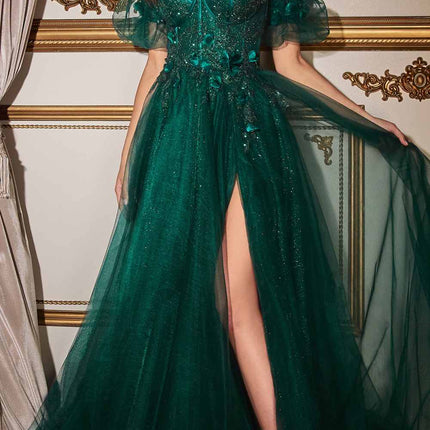 Cinderella Divine CB080 Long Strapless Tulle Floral Ball Gown