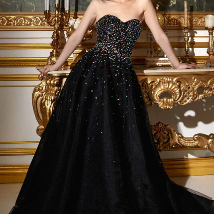Ladivine CB114 Long Strapless Formal Gown with Jewel Accents