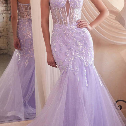 Ladivine CB139 Long Strapless Fitted Embellished Mermaid Gown