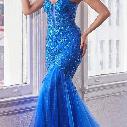Ladivine CB139 Long Strapless Fitted Embellished Mermaid Gown