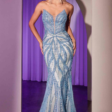 Ladivine CC0688 Dress Pearl and Crystal Strapless Fitted Gown