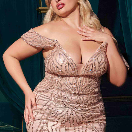 Ladivine CC0689 Dress Off The Shoulder Crystal Embellished Gown