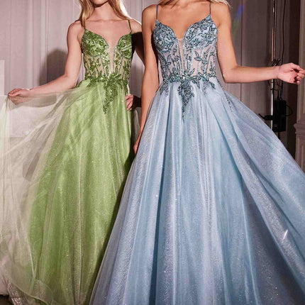 Ladivine CC0881 Dress A-Line Layered Tulle Gown & Lace Embellished Bodice