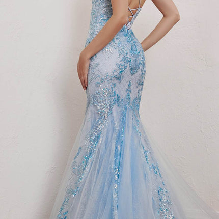 Cinderella Divine CC2279 Long Glitter Printed Mermaid Gown