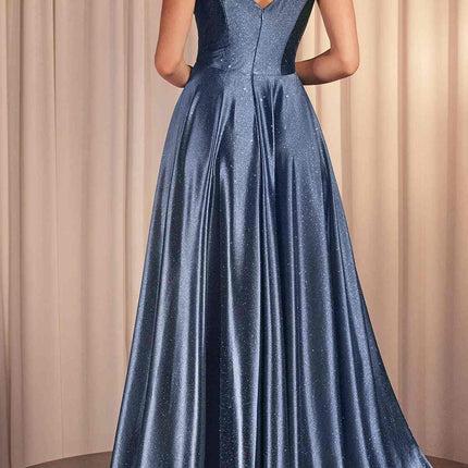 Ladivine CC2349 Long Glitter Stretch Satin A-Line Evening Gown