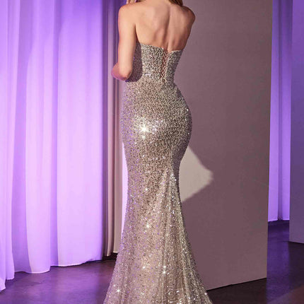 Ladivine CC385 Dress Fully Beaded Strapless Gown