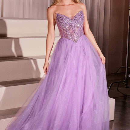 Ladivine CC415 Dress Strapless Beaded Tulle Ball Gown