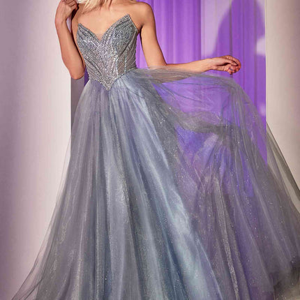 Ladivine CC415 Dress Strapless Beaded Tulle Ball Gown