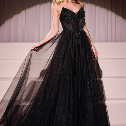 Ladivine CC415 Dress Strapless Beaded Tulle Ball Gown