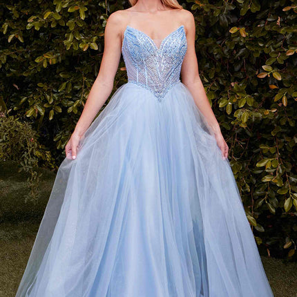 Ladivine CC415 Dress Strapless Beaded Tulle Ball Gown