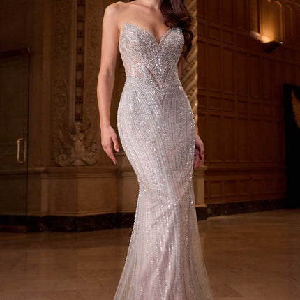 Ladivine CC416 Dress Sequin Strapless Fitted Gown