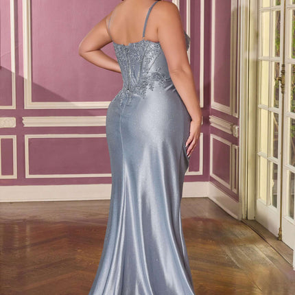Ladivine CC463C Strapless Sweetheart Fitted Satin Skirt Plus Size Gown