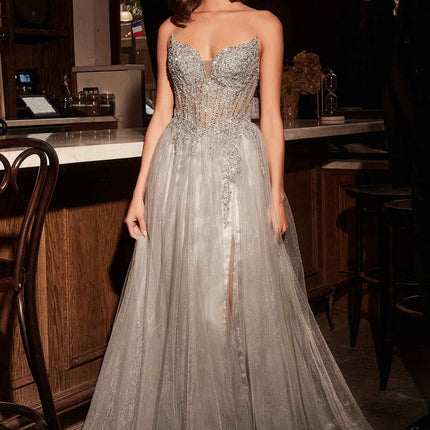 Ladivine CC487 Dress Strapless Layered Tulle A-Line Gown