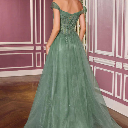 Ladivine CC493 Regal Off the Shoulder Soft Tulle Straps Ball Gown