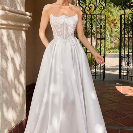 Ladivine CC511W Strapless A-Line Off White Bridal Gown