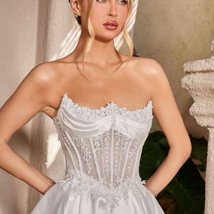Ladivine CC511W Strapless A-Line Off White Bridal Gown