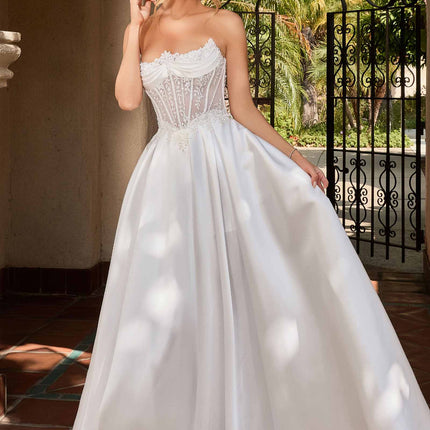 Ladivine CC511W Strapless A-Line Off White Bridal Gown