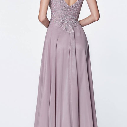 CLEARANCE - Cinderella Divine CD0133 Floor Length A-Line Chiffon Gown (Size M)