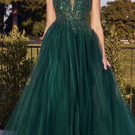 Cinderella Divine CD0154 Long Dress Beaded Applique Bodice Layered Tulle Skirt