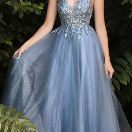 Cinderella Divine CD0154 Long Dress Beaded Applique Bodice Layered Tulle Skirt
