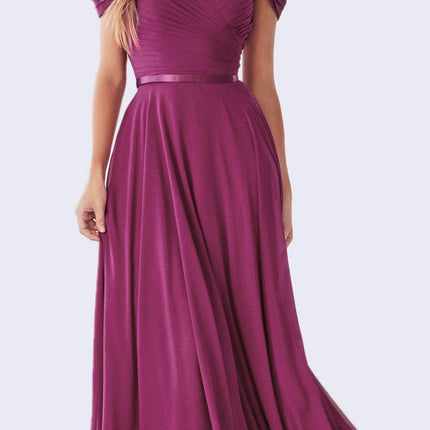 Cinderella Divine CD0156 Long Off The Shoulder Chiffon Gown Corset Back