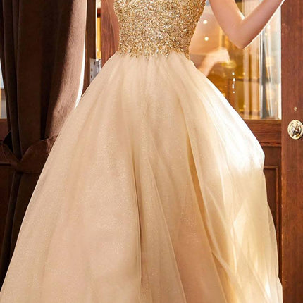 Cinderella Divine CD0177 Glitter Tulle A-Line Ball Gown Off the Shoulder