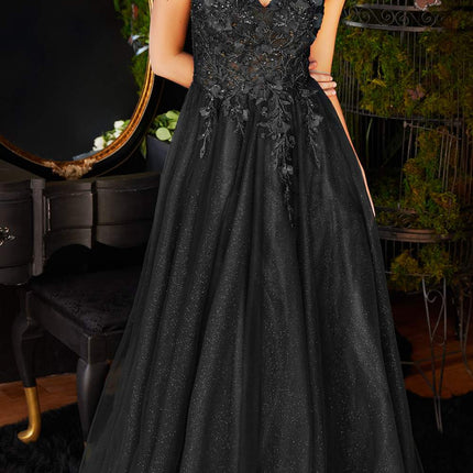 Cinderella Divine CD0181 Long Lace Floral A-Line Tulle/Lace Dress