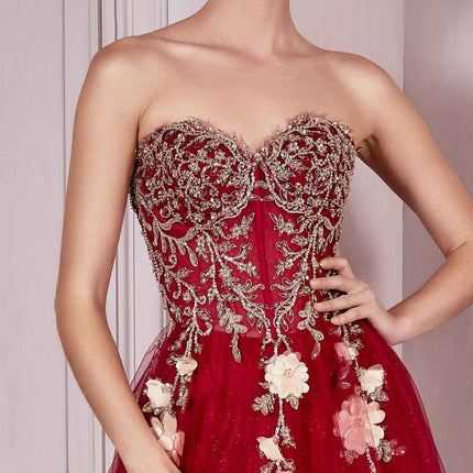 Cinderella Divine CD0191 Strapless Layered Tulle Gown