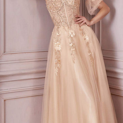 Cinderella Divine CD0191 Strapless Layered Tulle Gown