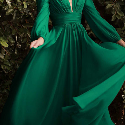 Cinderella Divine CD0192 Long Sleeve A-Line Chiffon Dress