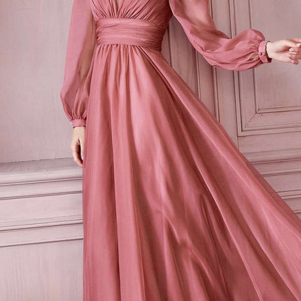 Cinderella Divine CD0192 Long Sleeve A-Line Chiffon Dress