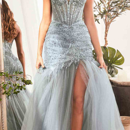 Cinderella Divine CD0214 Strapless Pointed Cup Beaded Mermaid Dress