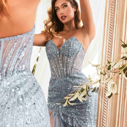Cinderella Divine CD0214 Strapless Pointed Cup Beaded Mermaid Dress