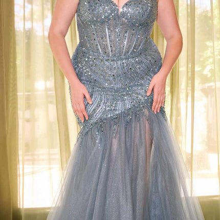 Cinderella Divine CD0214 Strapless Pointed Cup Beaded Mermaid Dress