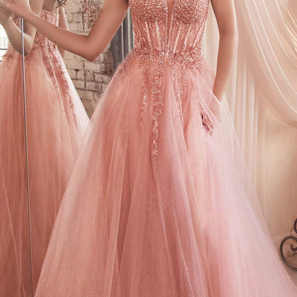 Ladivine CD0230W Long Strapless Layered Tulle Bridal Gown