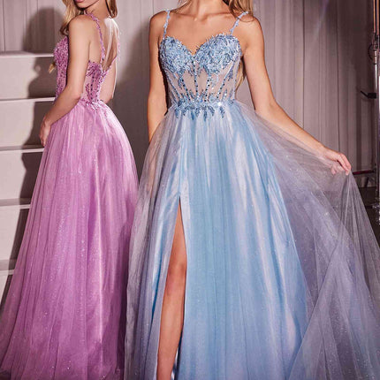 Ladivine CD0234 Long Lace and Tulle A-Line Ball Gown