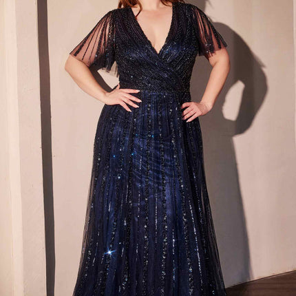 Ladivine CD0241 Dress Sequin Embellished A-Line Gown