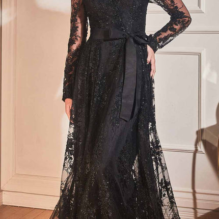 Cinderella Divine CD233 Long Sleeve Embellished Ball Gown