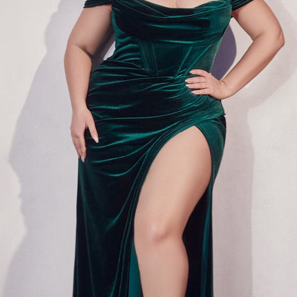 Cinderella Divine CD236 Long Off the Shoulder Corset Gown