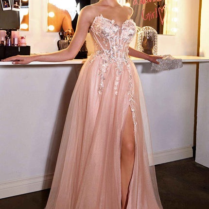 Ladivine CD2426 Enchanting 3D Floral Applique A-Line Gown