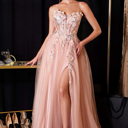 Ladivine CD2426 Enchanting 3D Floral Applique A-Line Gown