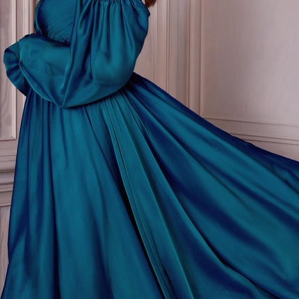 Cinderella Divine CD243C Long Sleeve A-Line Chiffon Dress