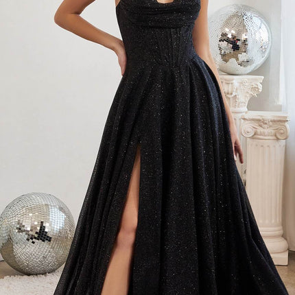 Ladivine CD252 Floor Length Lace Up Glitter A-Line Ball Gown